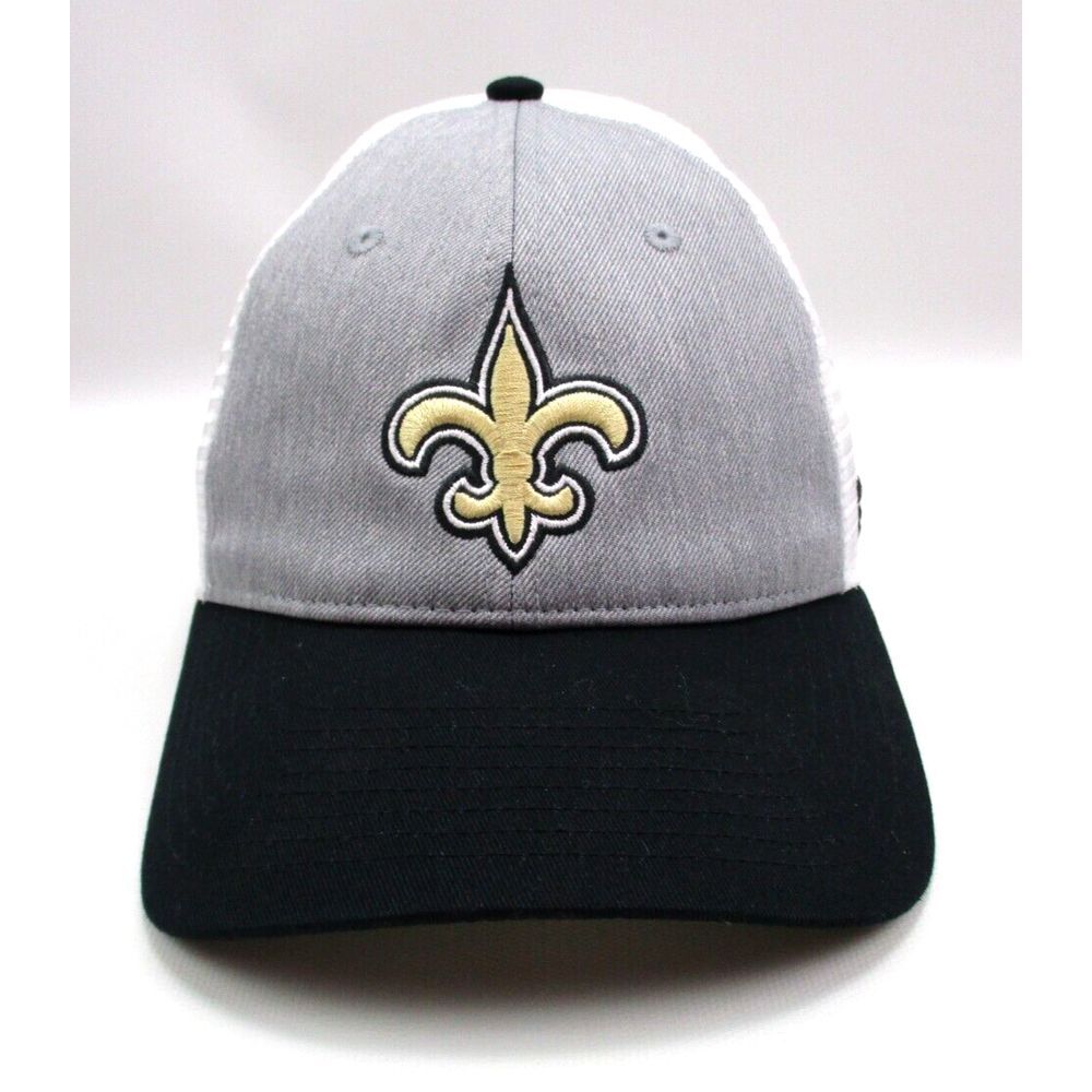 New‎ Orleans Saints Fanatics Gray Black White Mesh Trucker Snapback Hat Cap